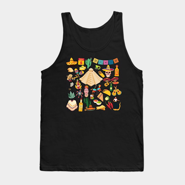 Mexico Travel Icons Tank Top by FancyPlanet